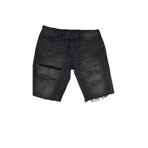 Levis 511 Shorts‎ Mens 38 Gray Distressed Denim Cutoff Raw Hem Bermuda Casual